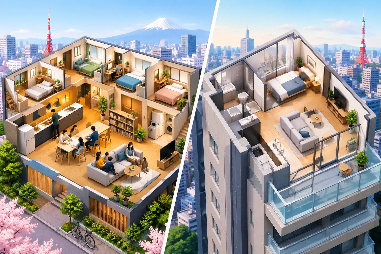 Communal Residence Versus Private Apartment in Tokyo